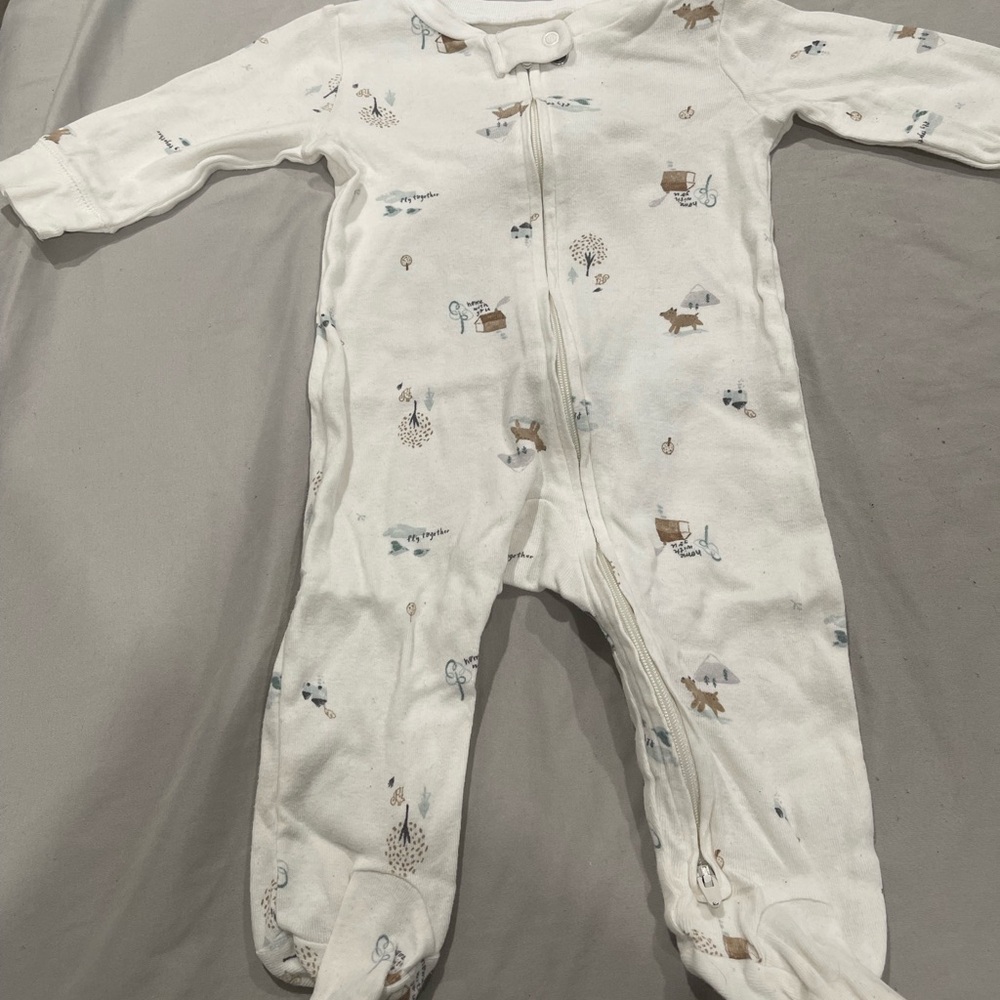 Carter's White Footed One Piece with Animal Prints